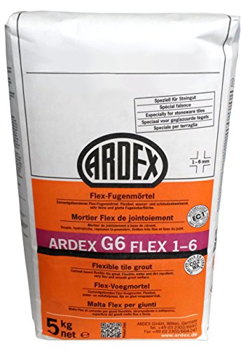 ARDEX G6 Flex-Fugenmörtel 1-6mm 5kg, Farbe "zementgrau" für Innen und Aussen, lange verarbeitbar von Ardex