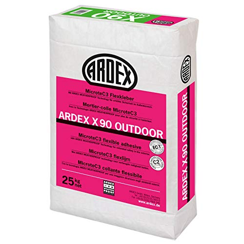 ARDEX X90 OUTDOOR MicroteC3 Flexkleber, 25kg - Ausblühungsfreie Verlegung von Fliesen aus Steinzeug und Feinsteinzeug, Beton- und Naturwerksteinplatten im Innen- und Außenbereich. von Ardex