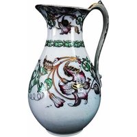 Antiker Großer Keramikkrug, Keramikvase, Vase Mit Blumenornament, Goldornament, Krug, Dekorierter Höhe 36 cm, Belgien, 1930 von ARDGoods