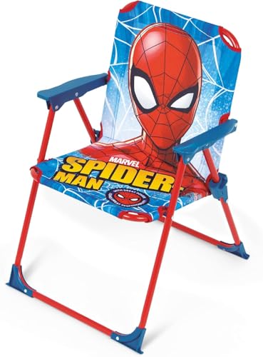 ARDITEX Spiderman-Klappstuhl für Kinder, Outdoor-Stuhl für Strand, Garten und Terrasse, Metallrahmen, Armlehnen aus Kunststoff und Sitzfläche aus Leinen mit Spiderman, 38 x 32 x 53 cm, Blau und Rot von ARDITEX