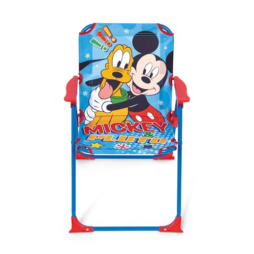 ARDITEX WD16174 Klappstuhl für Kinder, Mickey Mouse Disney, Outdoorstuhl für Strand, Garten und Terrasse, Metallrahmen, Armlehnen aus Kunststoff und Sitzfläche aus Segeltuch, 38 x 32 x 53 cm, Blau von ARDITEX