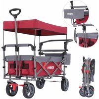 AREBOS Bollerwagen Premium faltbar mit Dach Handwagen Faltwagen Transportwagen klappbar bis 100 kg Tragkraft Vorder und Hinter Bremse Inklusive von AREBOS