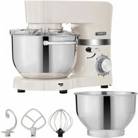 Küchenmaschine 1500W Creme Knetmaschine mit 2x Edelstahl-Rührschüsseln 4,5 & 5,5L Geräuscharm Küchenmixer mit Rührhaken, Knethaken, Schlagbesen und von AREBOS