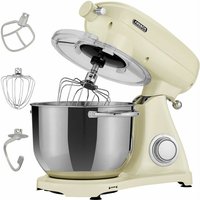 Arebos - Küchenmaschine 1800W 6L Edelstahl-Rührschüssel Geräuscharm 6 Stufen creme von AREBOS