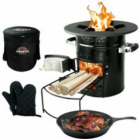 Raketenofen inkl. Grillpfanne Dutch Oven bbq Rocket Stove Camping-Ofen Schwarz - Schwarz - Arebos von AREBOS