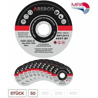 AREBOS Trennscheiben Ø 125 mm, 50 Stück geeignet für Stahl, Edelstahl, Inox, Eisen, Blech, Metall Vor- und Rücklauf EN 12413 vom Materialprüfungsamt von AREBOS