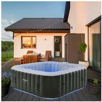 Arebos - Whirlpool automatisch aufblasbar In & Outdoor 6 Personen 208 cm led Leuchtband 130 Massagedüsen 1000 Liter Inkl. Abdeckung Bubble Spa & von AREBOS