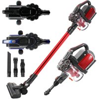 Akku Staubsauger 2 in 1 Hand und Bodenstaubsauger 2 leistungsstarke Saugmodi Beutellos Kabellos bis zu 55 Minuten mit Wandladestation Rot - Arebos Akku Staubsauger 2 in 1 Hand und Bodenstaubsauger 2 leistungsstarke Saugmodi Beutellos Kabellos bis zu 55 Minuten mit Wandladestation Rot - Arebos von AREBOS