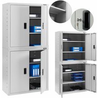 Arebos - Aktenschrank Büroschrank Grau 180 x 40 x 90 cm 4 Türen mit 4 Höhenverstellbaren Einlegeböden mit Zylinderschloss von AREBOS