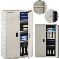 Aktenschrank Büroschrank 140 x 90 x 40 2 Türen mit 3 höhenverstellbaren Einlegeböden mit Zylinderschloss Grau - Arebos Aktenschrank Büroschrank 140 x 90 x 40 2 Türen mit 3 höhenverstellbaren Einlegeböden mit Zylinderschloss Grau - Arebos von AREBOS