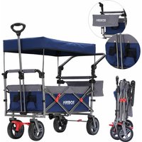 Bollerwagen Premium faltbar mit Dach Handwagen Faltwagen Transportwagen klappbar bis 100 kg Tragkraft Vorder und Hinter Bremse Inklusive Tragetasche von AREBOS