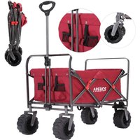 Arebos - Bollerwagen faltbar Handwagen Faltwagen Gerätewagen klappbar bis 100 kg Tragkraft Wasser und schmutzabweisend Rot von AREBOS
