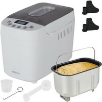 Arebos - Brotbackautomat 1500g mit 15 Programmen 2 Knethaken Timer lcd Display 3 Bräunungsgrade und Brotgrößen 850 w Weiß von AREBOS