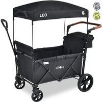 FableKids Bollerwagen Leo X2Lite mit Dach 2 Sitzplätze Faltbarer Transportwagen Hecktasche 5-Punkt-Gurt 360° Räder Fußbremse von AREBOS