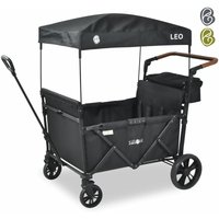 FableKids Bollerwagen Leo X4Lite mit Dach 4 Sitzplätze Faltbarer Transportwagen Hecktasche 5-Punkt-Gurt 360° Räder Fußbremse Oxford 600D Onyx Schwarz von AREBOS