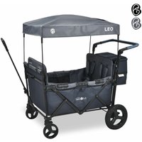 Arebos - FableKids Bollerwagen Leo X4Plus mit Dach 4 Sitzplätze Faltbarer Transportwagen XXL-Hecktasche 4X 5-Punkt-Gurt 360° Offroad Räder Fußbremse von AREBOS