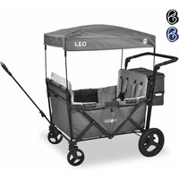 Arebos - FableKids Bollerwagen Leo X4Plus mit Dach 4 Sitzplätze Faltbarer Transportwagen XXL-Hecktasche 4X 5-Punkt-Gurt 360° Offroad Räder Fußbremse von AREBOS