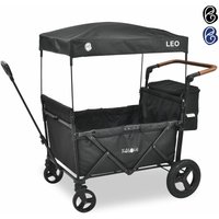Arebos - FableKids Bollerwagen Leo X4Plus mit Dach 4 Sitzplätze Faltbarer Transportwagen XXL-Hecktasche 4x 5-Punkt-Gurt 360° Offroad Räder Fußbremse von AREBOS