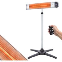 Arebos - Infrarot Heizstrahler 2000 w mit Fernbedienung mit Kreuzstativ Höhenverstellbar Schwenkbar 2 Heizstufen inkl. Wandbefestigung Aussenbereich von AREBOS