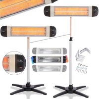 Arebos - Infrarot Heizstrahler 2500 w mit Kreuzstativ Höhenverstellbar Schwenkbar inkl. Wandbefestigung Wandmontage Aussenbereich von AREBOS