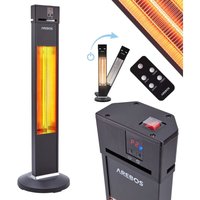 Infrarot Stand Heizstrahler 2000 w mit Fernbedienung IP34 Schutzart Low-Glare-Technologie 3 Heizstufen Schwarz - Schwarz - Arebos von AREBOS