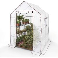 Arebos - Premium Foliengewächshaus 3 Ebenen, Treibhaus, Frühbeet 143 x 143 x 195 cm von AREBOS