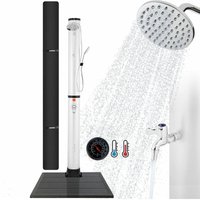 Solardusche 40 l Premium Silber mit Bodenplatte Anthrazit integrierter Thermometer Wassertemperatur bis zu 60�C Pooldusche Snap-In Technologie inkl. von AREBOS