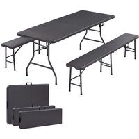 Bierzeltgarnitur 3-teilig Set Tisch + 2 x Bank Festzeltgarnitur für drinnen - draußen Biertisch Set Zusammenklappbar & mit Tragegriff Campingtisch Bierzeltgarnitur 3-teilig Set Tisch + 2 x Bank Festzeltgarnitur für drinnen - draußen Biertisch Set Zusammenklappbar & mit Tragegriff Campingtisch von AREBOS