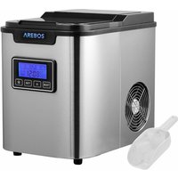 Eiswürfelmaschine Edehlstahl 2,2L lcd Eiswürfelbereiter Icemaker 12KG/24h - Silber - Arebos von AREBOS