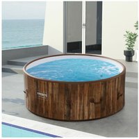 In-Outdoor Whirlpool Spa Pool Wellness Heizung Massage Aufblasbar Rund - Holzoptik - Arebos von AREBOS