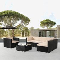 Polyrattan Gartenmöbel Gartenset Lounge Garnitur Set Sitzgruppe Schwarz - Schwarz - Arebos von AREBOS