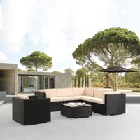 Polyrattan Gartenmöbel Gartenset Lounge Garnitur Set Sitzgruppe schwarz - Schwarz - Arebos von AREBOS