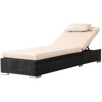 Rattan Sonnenliege Lounge Garnitur Gartenliege Relaxliege Schwarz - Arebos von AREBOS