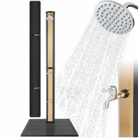 Solardusche 35 l mit Handbrause & Thermometer Inkl. Abdeckhaube&Bodenplatte in Anthrazit i Schwarz-Gold - Arebos von AREBOS