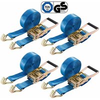 Spanngurte mit Ratsche zweiteilig mit Haken 4 Stück 4000kg 8m Langhebelratsche Ratschengurte Zurrgurte 50mm 4000 daN en 12195-2 gs geprüft - Arebos von AREBOS