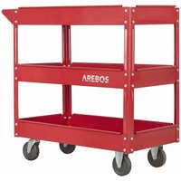 Werkstatt-Rollwagen Montagewagen Werkzeugwagen Flexible Rollen Belastbarkeit bis zu 100 kg 3 Fächer Rot - rot - Arebos von AREBOS