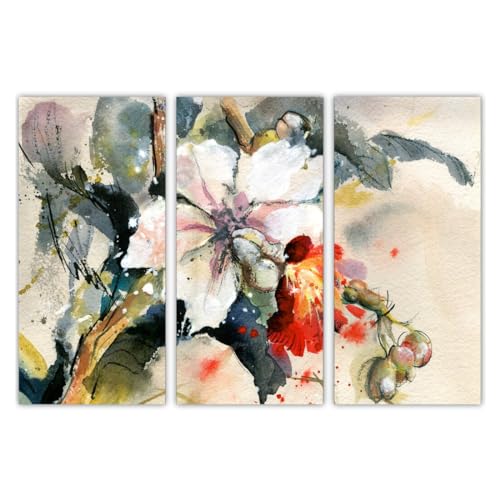 AREDE 3er Set Wandkunst Gemälde Bild Poster " Bemalte weiße Orchidee" | 90 x 60 cm | Wandbilder Wanddekoration Home Office Wohnzimmer Schlafzimmer Dekoration | Fertig zum Aufhängen von AREDE