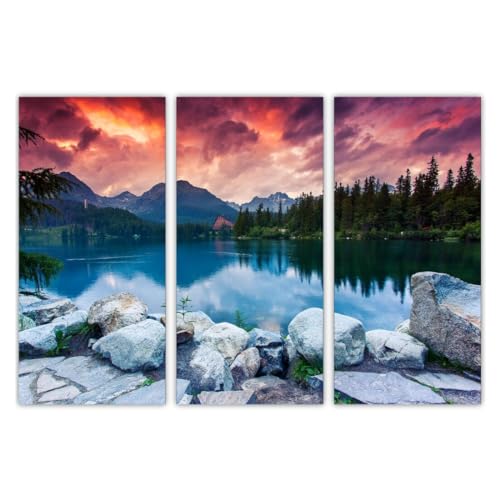 AREDE 3er Set Wandkunst Gemälde Bild Poster Wunderschöner See | 90 x 60 cm | Wandbilder Wanddekoration Home Office Wohnzimmer Schlafzimmer Dekoration | Fertig zum Aufhängen AREDE 3er Set Wandkunst Gemälde Bild Poster Wunderschöner See | 90 x 60 cm | Wandbilder Wanddekoration Home Office Wohnzimmer Schlafzimmer Dekoration | Fertig zum Aufhängen von AREDE