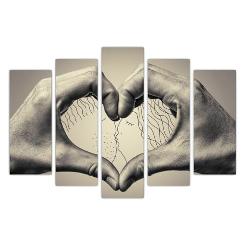 AREDE 5er Set Wandkunst Gemälde Bild Poster Küssendes Herz | 120 x 80 cm | Wandbilder Wanddekoration Home Office Wohnzimmer Schlafzimmer Dekoration | Fertig zum Aufhängen AREDE 5er Set Wandkunst Gemälde Bild Poster Küssendes Herz | 120 x 80 cm | Wandbilder Wanddekoration Home Office Wohnzimmer Schlafzimmer Dekoration | Fertig zum Aufhängen von AREDE