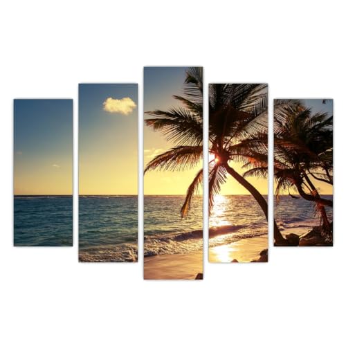 AREDE 5er Set Wandkunst Gemälde Bild Poster Sonnenaufgang an einem tropischen Strand | 120 x 80 cm | Wandbilder Wanddekoration Home Office Wohnzimmer Schlafzimmer Dekoration | Fertig zum Aufhängen AREDE 5er Set Wandkunst Gemälde Bild Poster Sonnenaufgang an einem tropischen Strand | 120 x 80 cm | Wandbilder Wanddekoration Home Office Wohnzimmer Schlafzimmer Dekoration | Fertig zum Aufhängen von AREDE