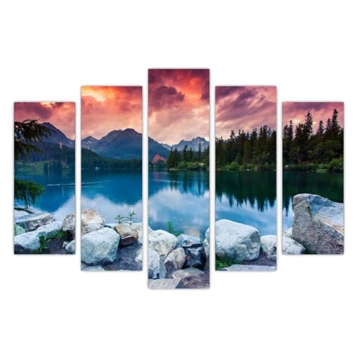 AREDE 5er Set Wandkunst Gemälde Bild Poster Wunderschöner See | 120 x 80 cm | Wandbilder Wanddekoration Home Office Wohnzimmer Schlafzimmer Dekoration | Fertig zum Aufhängen AREDE 5er Set Wandkunst Gemälde Bild Poster Wunderschöner See | 120 x 80 cm | Wandbilder Wanddekoration Home Office Wohnzimmer Schlafzimmer Dekoration | Fertig zum Aufhängen von AREDE