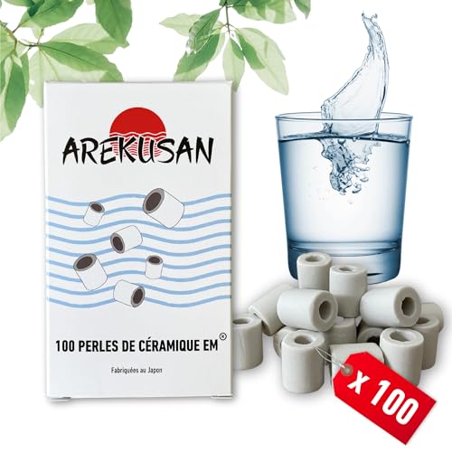 100 Stück EM Keramikperlen Grau | Natürliche Filterung von Leitungswasser | Luftreiniger und Kalkfilter, Chlor für Waschmaschine, Spülmaschine, Aquarien, Kaffeemaschine, Wasserkocher, Karaffe von AREKUSAN