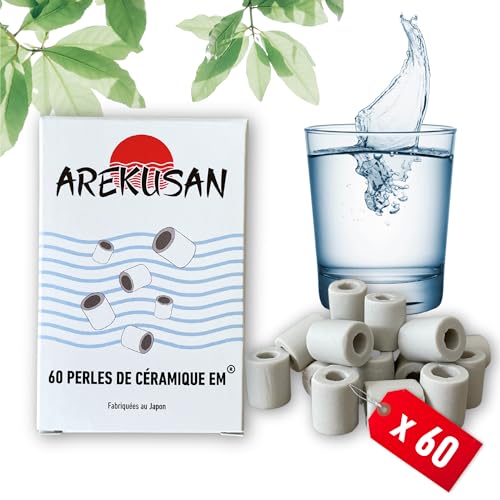 60 Stück EM Keramikperlen Grau | Natürliche Filterung von Leitungswasser | Luftreiniger und Kalkfilter, Chlor für Waschmaschine, Geschirrspüler, Aquarien, Kaffeemaschine, Wasserkocher, Karaffe von AREKUSAN