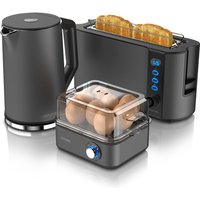 Frühstücks-Set in grau - Wasserkocher / Toaster / Eierkocher - Arendo Frühstücks-Set in grau - Wasserkocher / Toaster / Eierkocher - Arendo von ARENDO