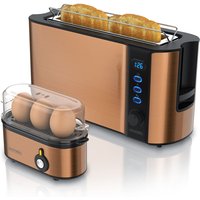 Frühstücksset, 2-Scheiben Langschlitztoaster, Eierkocher threecook, Kupfer - Arendo von ARENDO