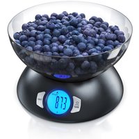 Küchenwaage digital mit großer Schale - 5000 g - lcd Display - Tara Zuwiegefunktion - Auflösung ±1 g - Batterien inklusive - Auto Off - dms - Arendo von ARENDO
