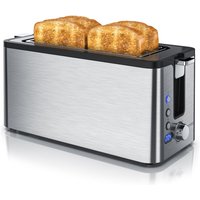 Arendo - Edelstahl Toaster Langschlitz 4 Scheiben - Defrost Funktion - wärmeisolierendes Gehäuse - mit integrierten Brötchenaufsatz - Krümelschublade von ARENDO