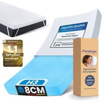 Matratzen Topper premium, 140x200cm, Gelschaum Matratzentopper, waschbarer Bezug, geeignet für Federkern & Schaumstoff Matratzen, Höhe 8cm von ARENSBERGER