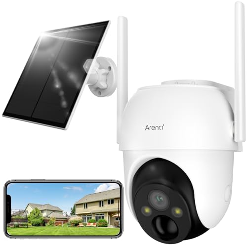 ARENTI 2K/3MP Überwachungskamera Aussen Akku mit Solar, PTZ 360° WLAN Kamera Überwachung Aussen, 100% Kabellos, Farbige Nachtsicht, Spotlight&Sirene, PIR-Bewegungssensor, 2-Wege-Audio(2,4GHz) von ARENTI