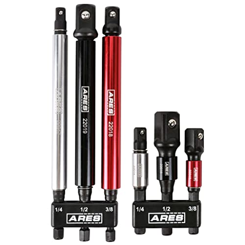 ARES 22013-6-teiliges Steckschlüssel-Adapter-Set mit farbiger Hülse – verwandelt Schlagbohrschrauber in Hochgeschwindigkeits-Steckschlüssel-Treiber – 1/4-Zoll-, 3/8-Zoll- und 1/2-Zoll-Antrieb von ARES